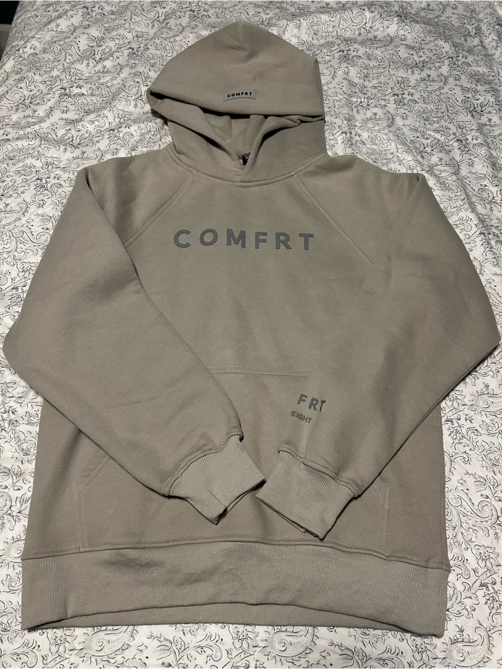 Comfrt Tranquil Hoodie with Gray Puff Lettering